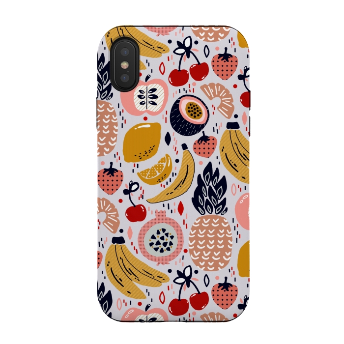 iPhone Xs / X StrongFit Pastel Funky Fruit  by Tigatiga