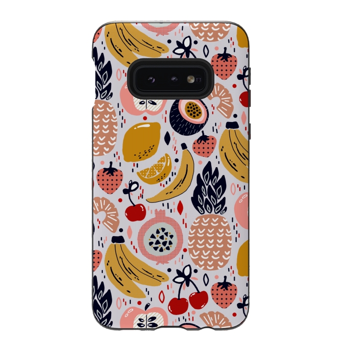 Galaxy S10e StrongFit Pastel Funky Fruit  by Tigatiga