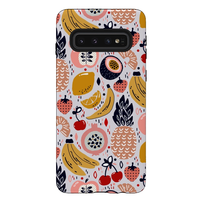 Galaxy S10 StrongFit Pastel Funky Fruit  by Tigatiga