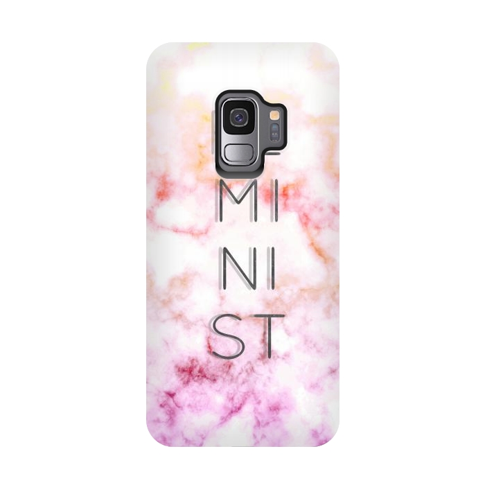 Galaxy S9 StrongFit Feminist - minimal typography on gradient marble by Oana 
