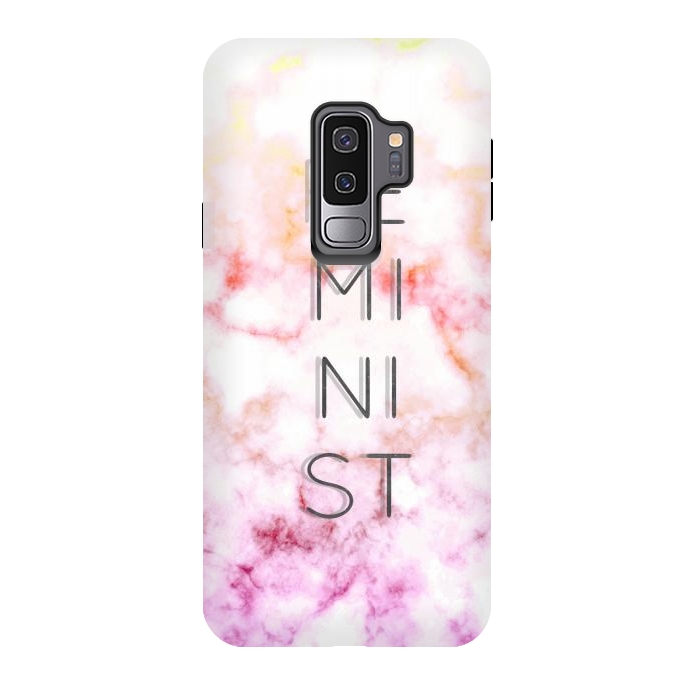 Galaxy S9 plus StrongFit Feminist - minimal typography on gradient marble by Oana 