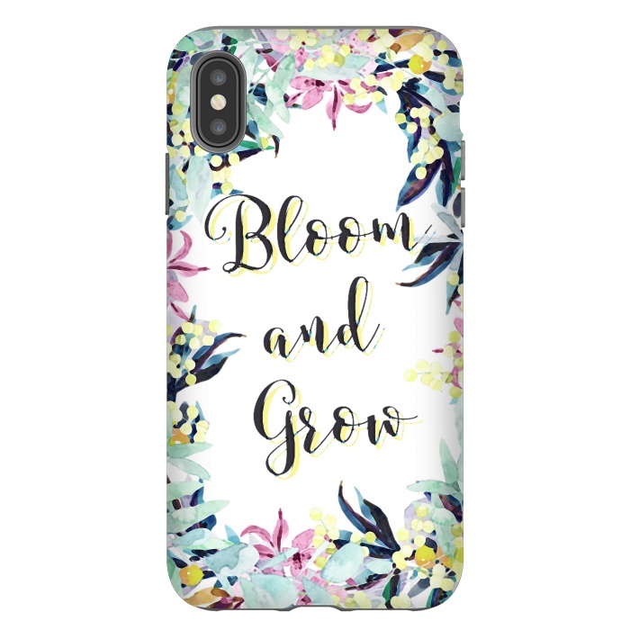 iPhone Xs Max StrongFit Colorful pastel floral Bloom and Grow typography by Oana 