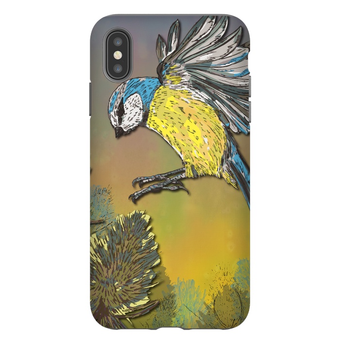 iPhone Xs Max StrongFit Blue Tit and Teasels by Lotti Brown