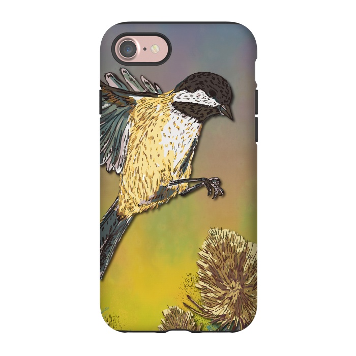 iPhone 7 StrongFit Coal Tit and Teasels by Lotti Brown