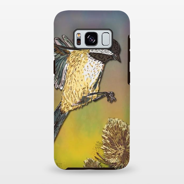 Galaxy S8 plus StrongFit Coal Tit and Teasels by Lotti Brown