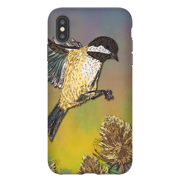 iPhone Xs Max StrongFit Coal Tit and Teasels by Lotti Brown