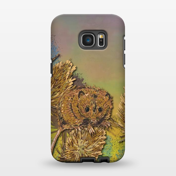 Galaxy S7 EDGE StrongFit Harvest Mouse and Teasels by Lotti Brown