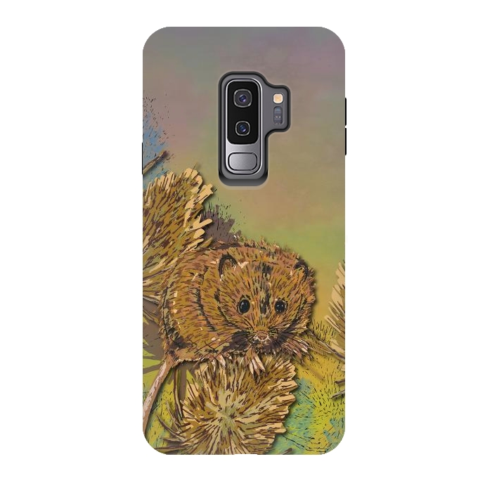 Galaxy S9 plus StrongFit Harvest Mouse and Teasels by Lotti Brown