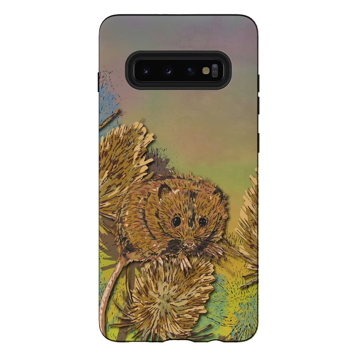 Galaxy S10 plus StrongFit Harvest Mouse and Teasels by Lotti Brown