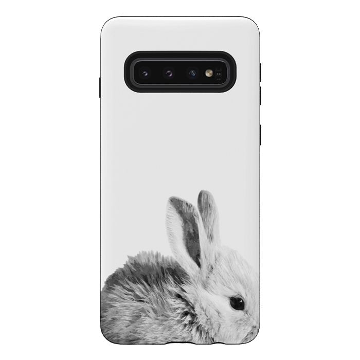 Galaxy S10 StrongFit Black and White Bunny by Alemi
