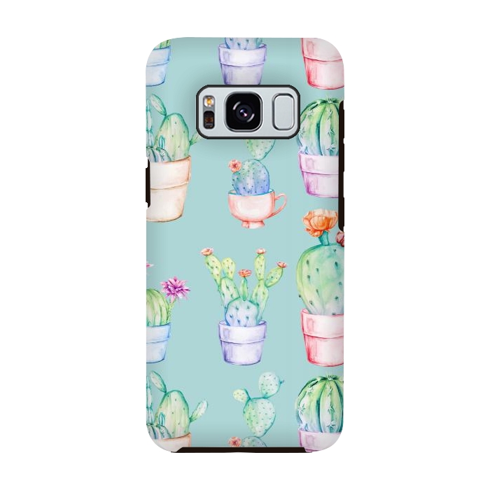 Galaxy S8 StrongFit Cactus Pattern Blue Background 2 by Alemi