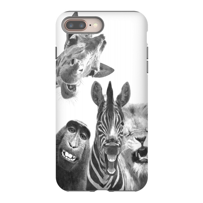 iPhone 7 plus StrongFit Black and White Jungle Animals by Alemi