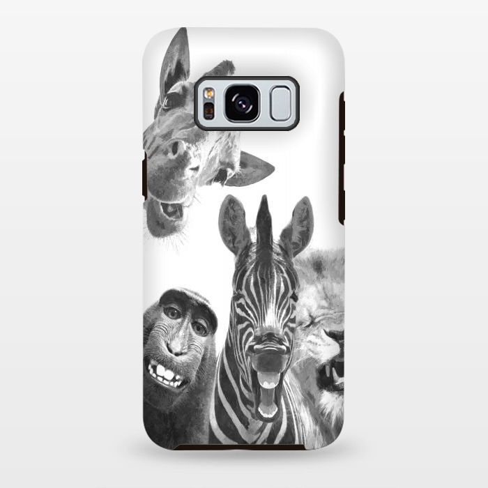 Galaxy S8 plus StrongFit Black and White Jungle Animals by Alemi