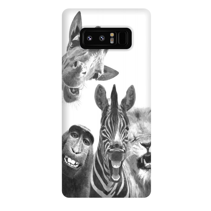 Galaxy Note 8 StrongFit Black and White Jungle Animals by Alemi