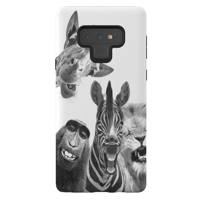Galaxy Note 9 StrongFit Black and White Jungle Animals by Alemi