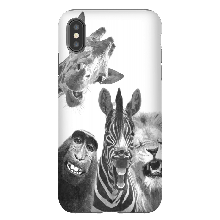 iPhone Xs Max StrongFit Black and White Jungle Animals by Alemi
