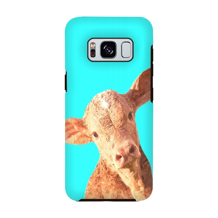 Galaxy S8 StrongFit Calf Portrait Turquoise Background by Alemi