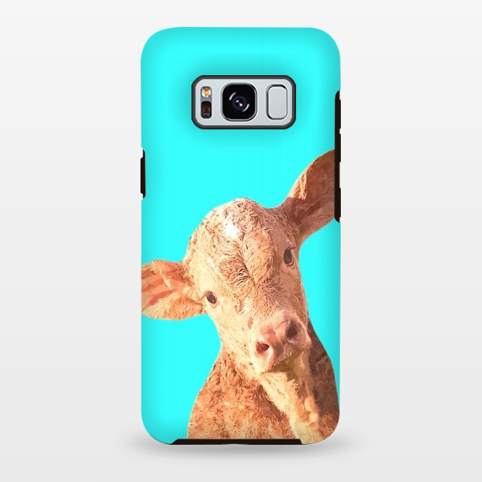 Galaxy S8 plus StrongFit Calf Portrait Turquoise Background by Alemi