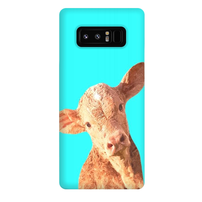 Galaxy Note 8 StrongFit Calf Portrait Turquoise Background by Alemi