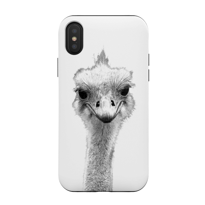 iPhone Xs / X StrongFit Black and White Ostrich by Alemi
