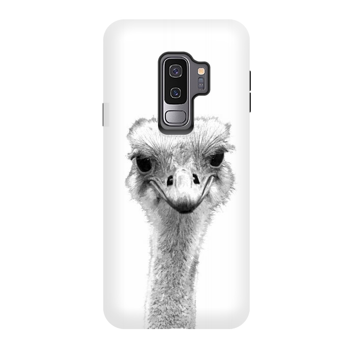 Galaxy S9 plus StrongFit Black and White Ostrich by Alemi