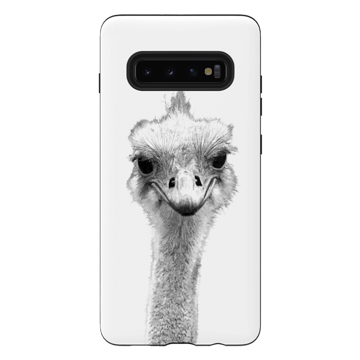 Galaxy S10 plus StrongFit Black and White Ostrich by Alemi