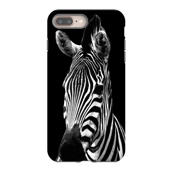 iPhone 7 plus StrongFit Black and White Zebra Black Background by Alemi