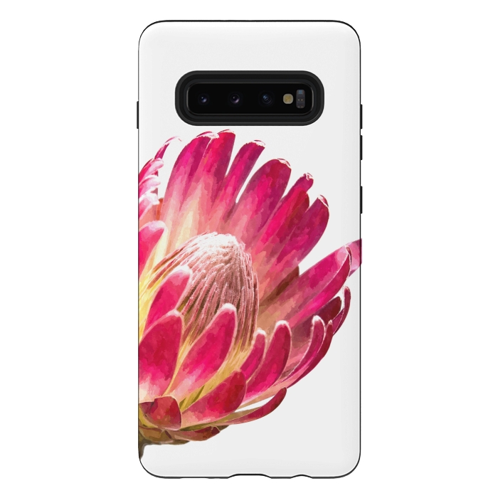 Galaxy S10 plus StrongFit Pink Protea Minimal Flower by Alemi