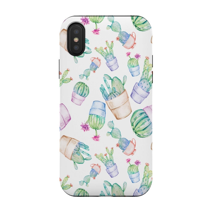iPhone Xs / X StrongFit Cactus Pattern Watercolor by Alemi