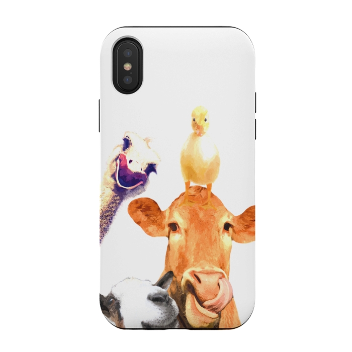 iPhone Xs / X StrongFit Funny Farm Animals Portrait by Alemi