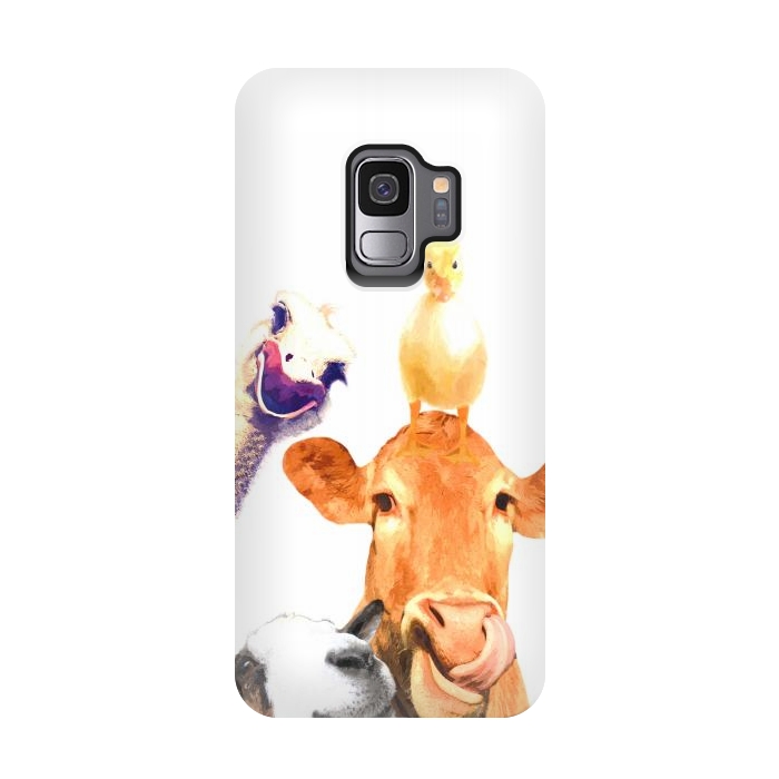 Galaxy S9 StrongFit Funny Farm Animals Portrait by Alemi