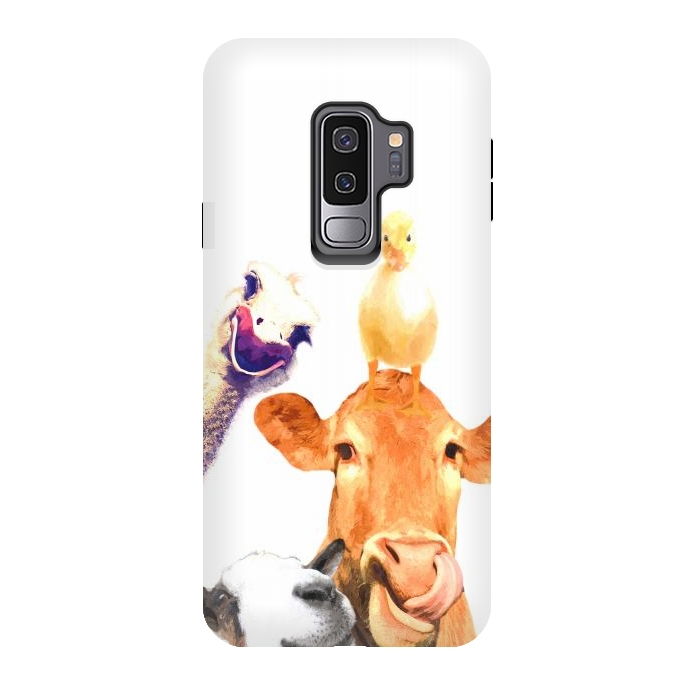 Galaxy S9 plus StrongFit Funny Farm Animals Portrait by Alemi