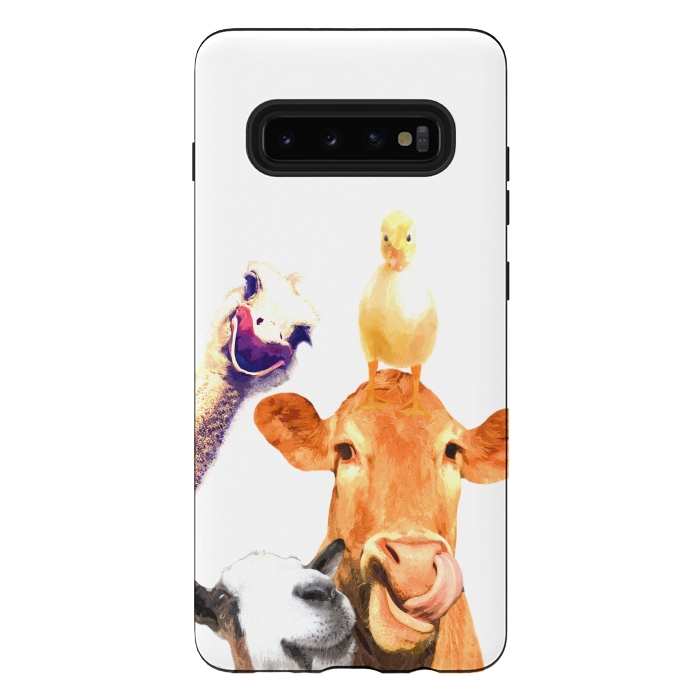 Galaxy S10 plus StrongFit Funny Farm Animals Portrait by Alemi