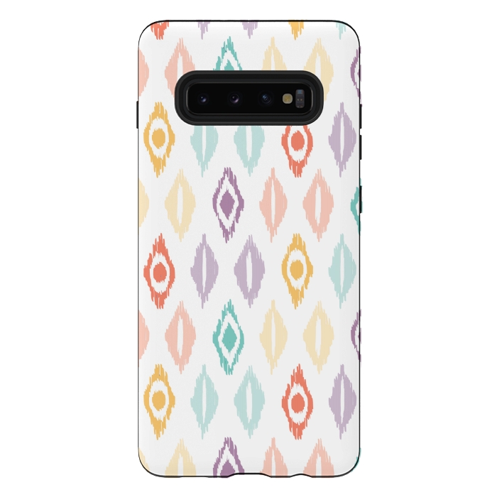 Galaxy S10 plus StrongFit Cheerful Ikat by Shelley Schmidt