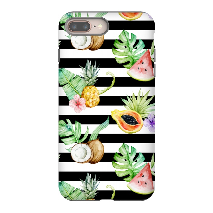 iPhone 7 plus StrongFit Tropical Fruits Stripes by Alemi