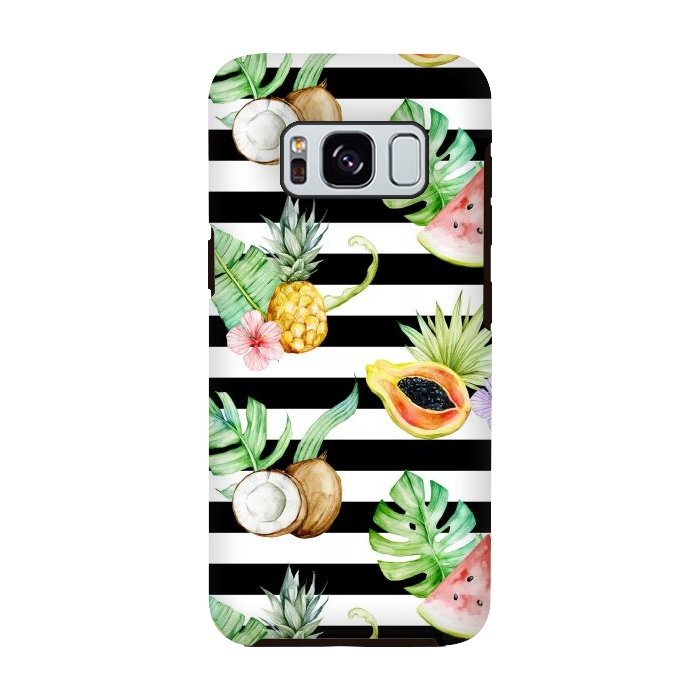 Galaxy S8 StrongFit Tropical Fruits Stripes by Alemi