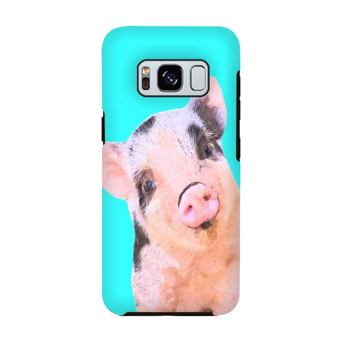 Galaxy S8 StrongFit Little Pig Turquoise Background by Alemi