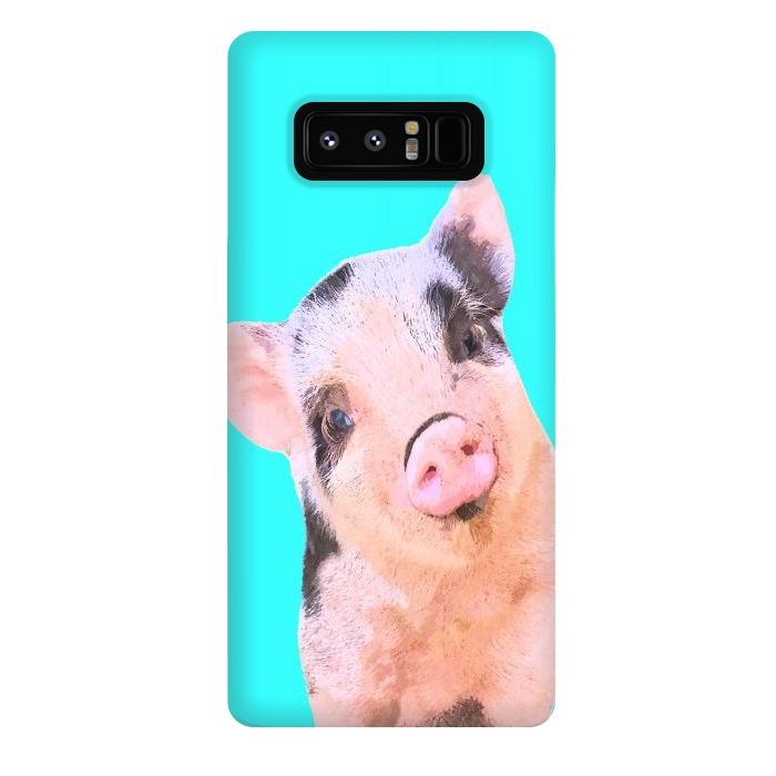 Galaxy Note 8 StrongFit Little Pig Turquoise Background by Alemi