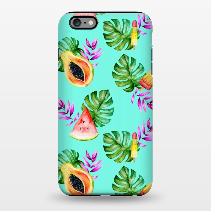 iPhone 6/6s plus StrongFit Tropical Fruits Ice Lollies Turquoise Background by Alemi