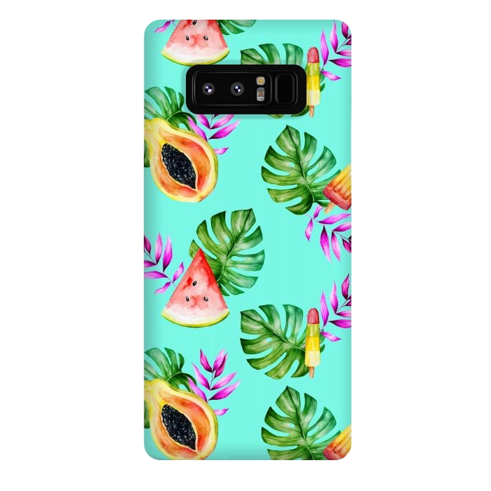 Galaxy Note 8 StrongFit Tropical Fruits Ice Lollies Turquoise Background by Alemi