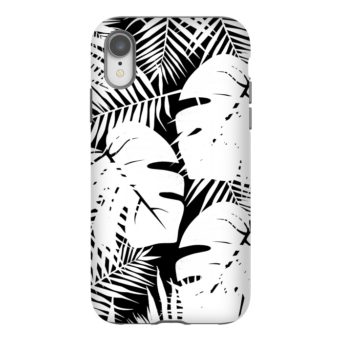 iPhone Xr StrongFit White palm and ficus tropical leaves by Oana 
