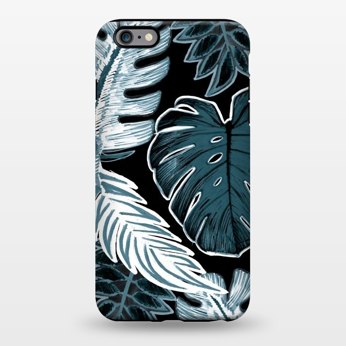 iPhone 6/6s plus StrongFit Green white tropical leaves hand sketch by Oana 