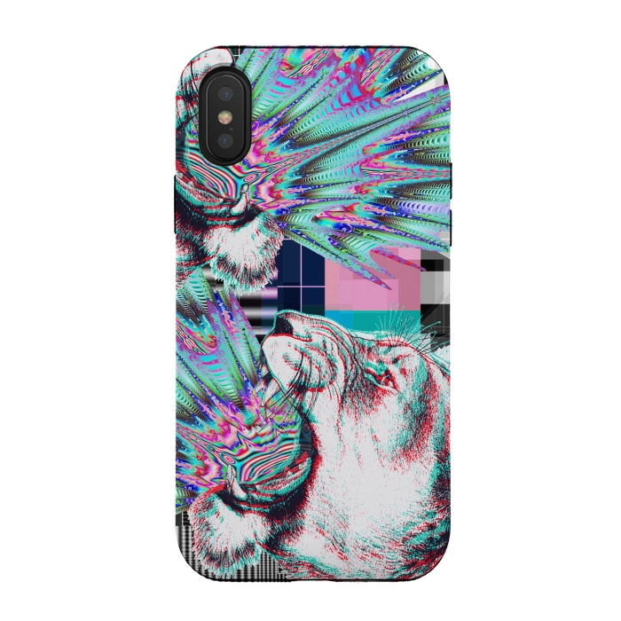 iPhone Xs / X StrongFit Psychedelic tiger glitch by Oana 