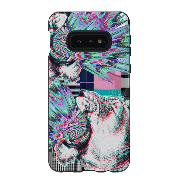Galaxy S10e StrongFit Psychedelic tiger glitch by Oana 