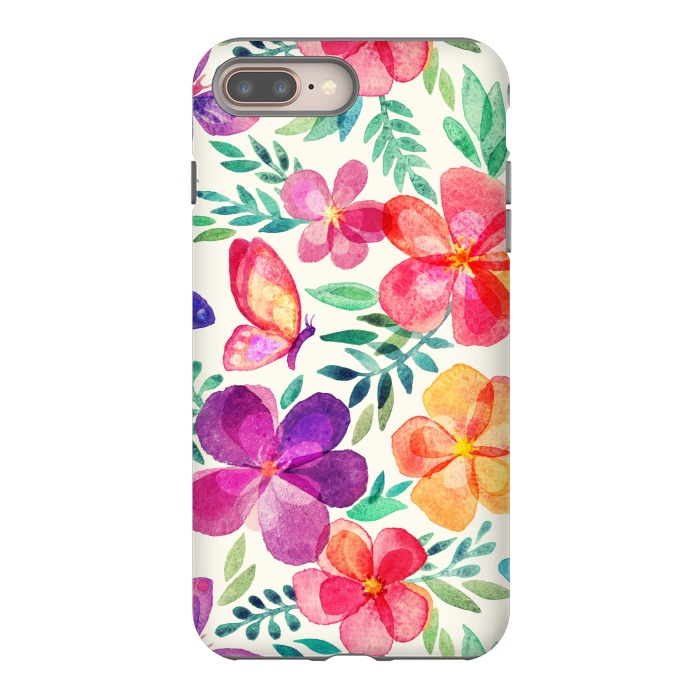 iPhone 7 plus StrongFit Pretty Summer Watercolor Blooms by Micklyn Le Feuvre