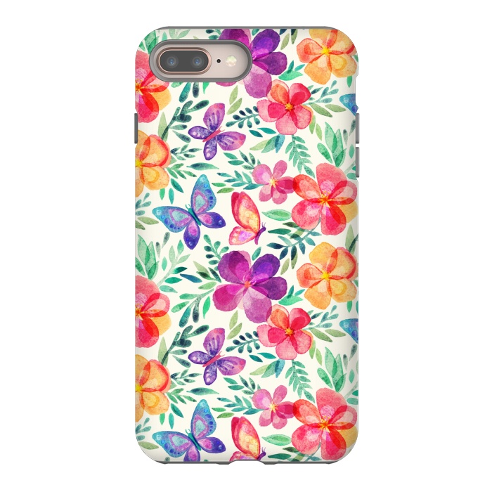 iPhone 7 plus StrongFit Summer Blooms & Butterflies on Cream by Micklyn Le Feuvre