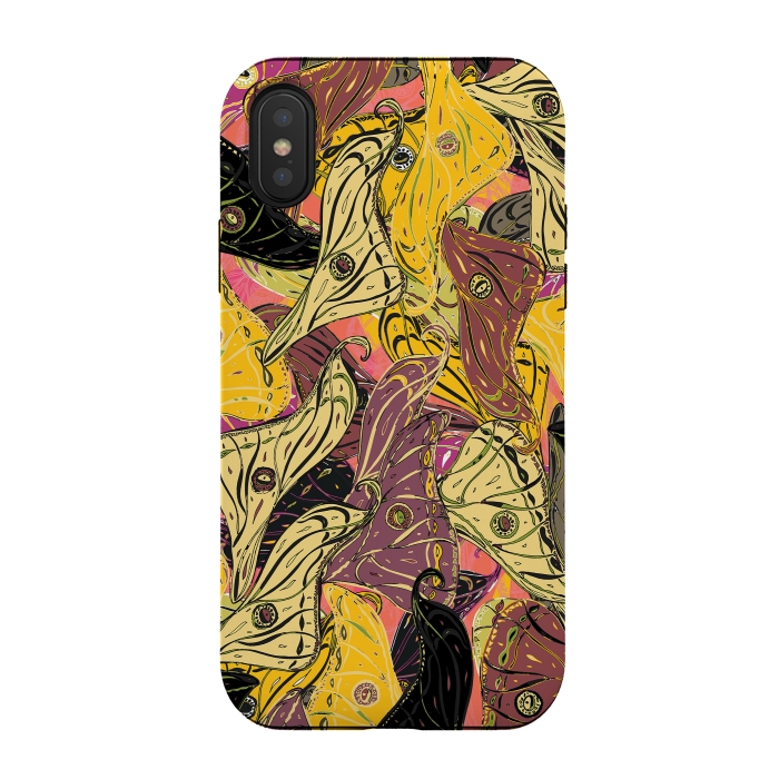 iPhone Xs / X StrongFit Boho Butterfly Wings - Yellow & Black by Lotti Brown