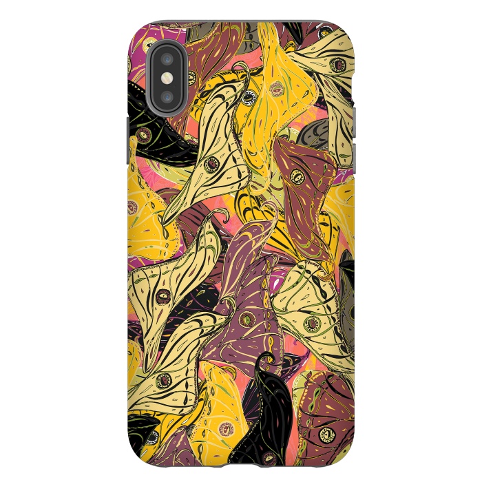 iPhone Xs Max StrongFit Boho Butterfly Wings - Yellow & Black by Lotti Brown