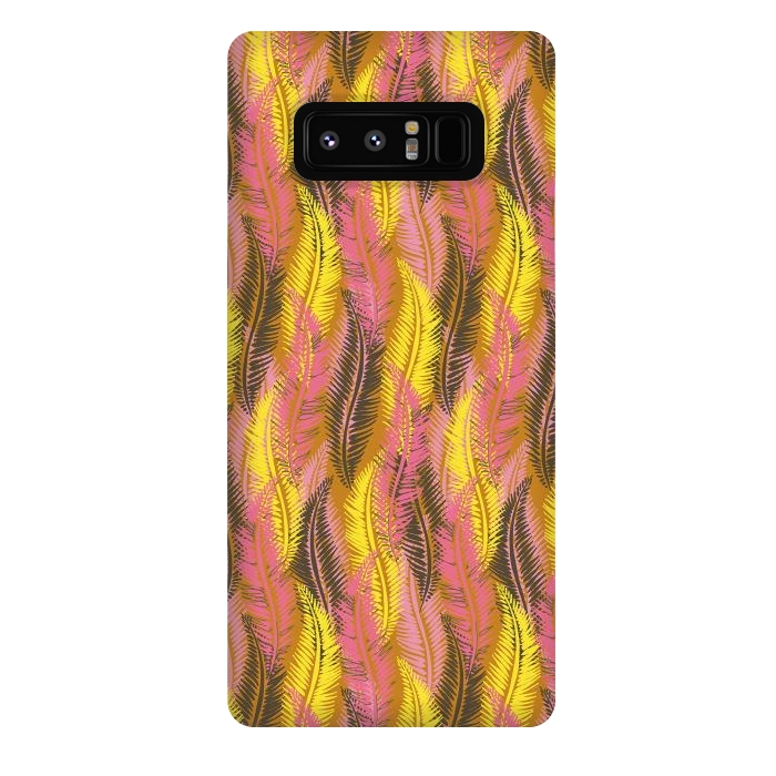 Galaxy Note 8 StrongFit Feather Stripe in Pink and Yellow by Lotti Brown