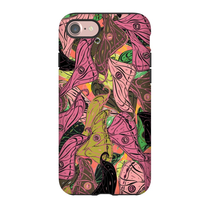 iPhone 7 StrongFit Boho Butterfly Wings in Pink & Green by Lotti Brown